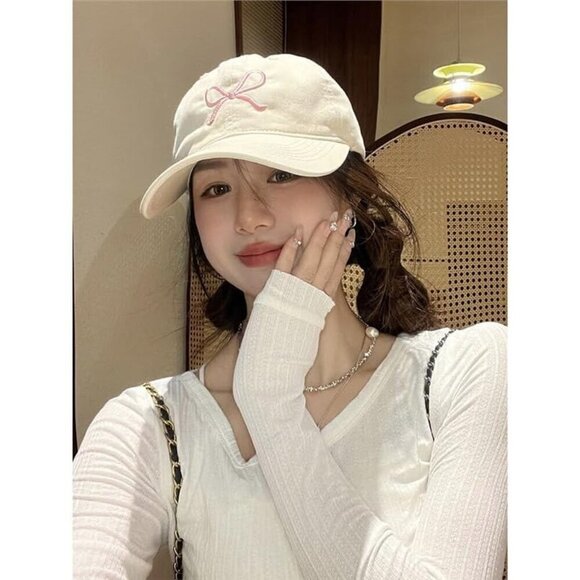 Women’s Cotton Bow Baseball Cap UV Sun Hat Travel Hiking Summer Accessories main image 5